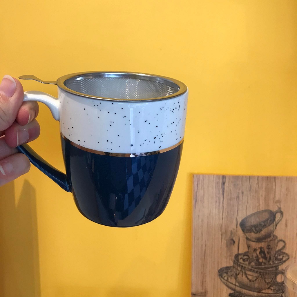 tazza mug bicolor oro blu uomo regalo ufficio elegante filtro
